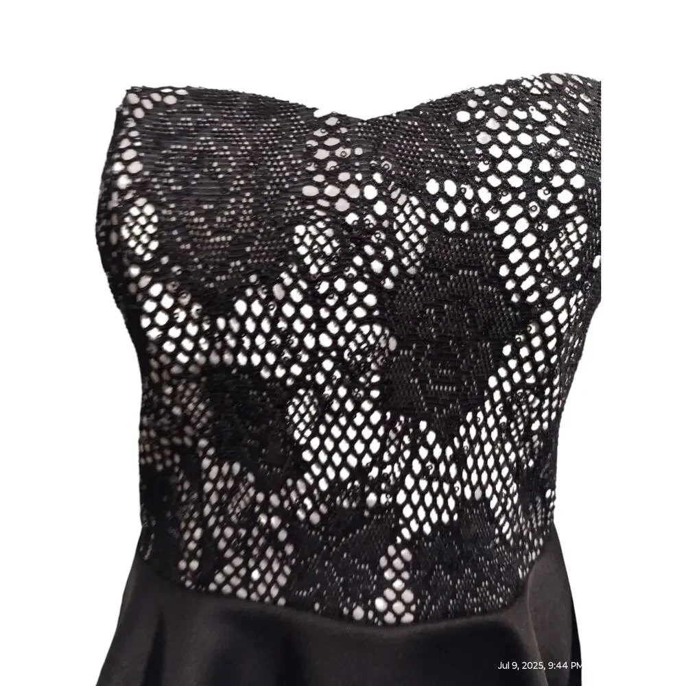 Y2K Windsor Women's size L Fish Net Sequin Floral Hi-Low Whimsigoth Peplum Top - Picture 2 of 12